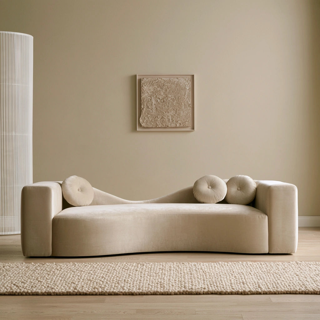 Nowoczesna sofa, z aksamitu, kolor: beżowy